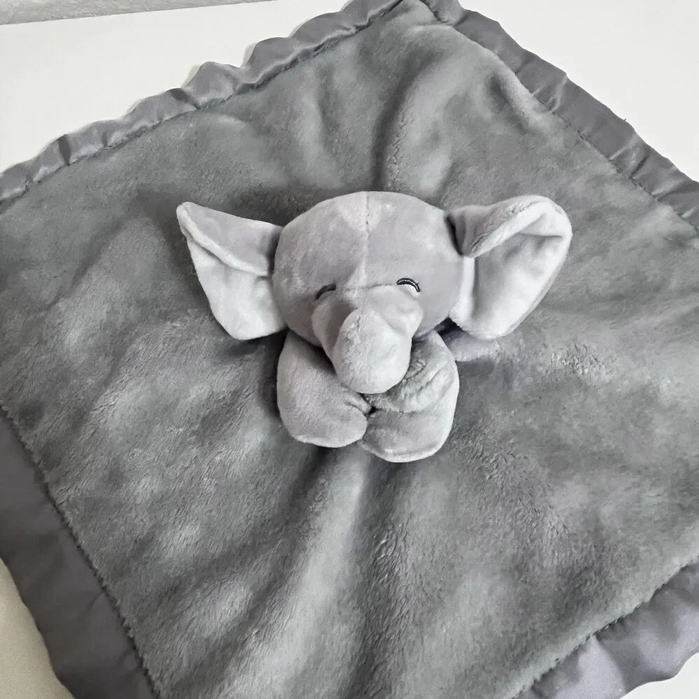 Carter's Gray Elephant Security Blanket Lovey Lovie Satin Trim Backing 2016